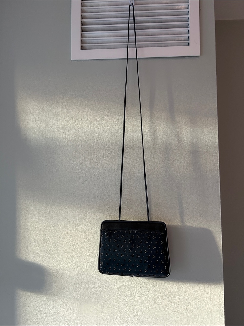 Navy and black vintage floral cut out Carlos Falchi purse